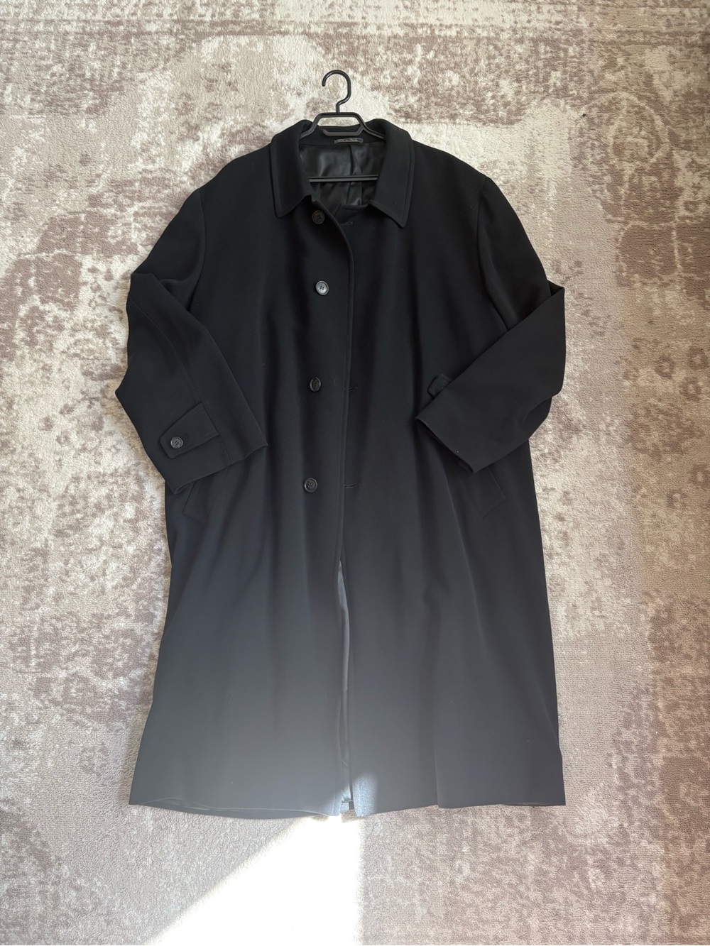 Corneliani Black Single-Breasted Trench Coat